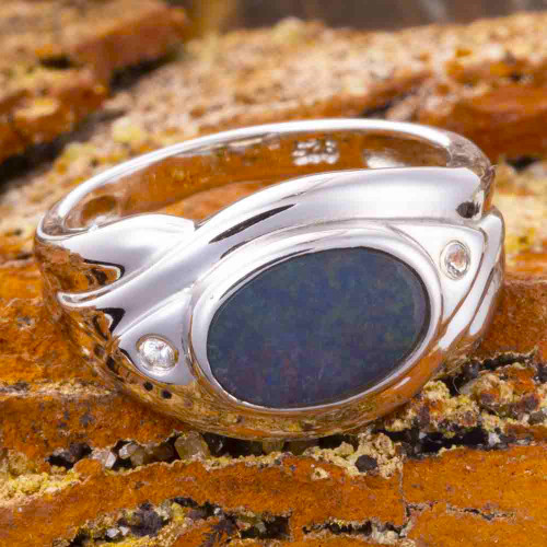 AURORA SKIES STERLING SILVER AUSTRALIAN OPAL RING AURORA SKIES STERLING SILVER AUSTRALIAN OPAL RING